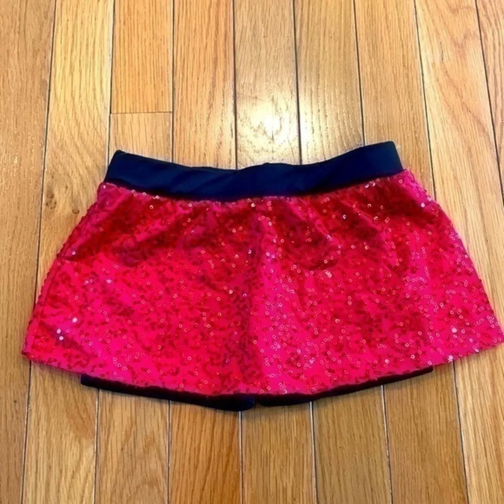 Balera Red Sequin Dance Skirt Skort Child Small